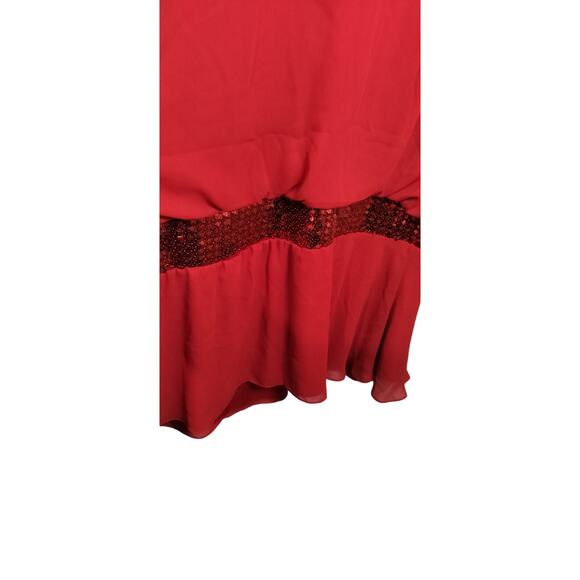 4182)Vtg 80' Chez California by Tandy Red Blouson Drop Waist Sequin Dress 3X? - Picture 5 of 6